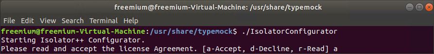 Setting thelicense1