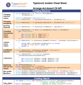 cheat sheet over typemock