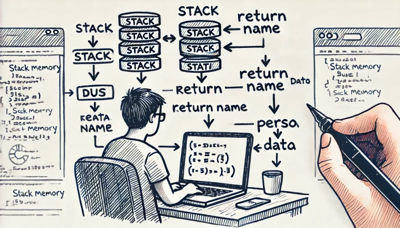 a simple stack memory visualization for a C++ testing